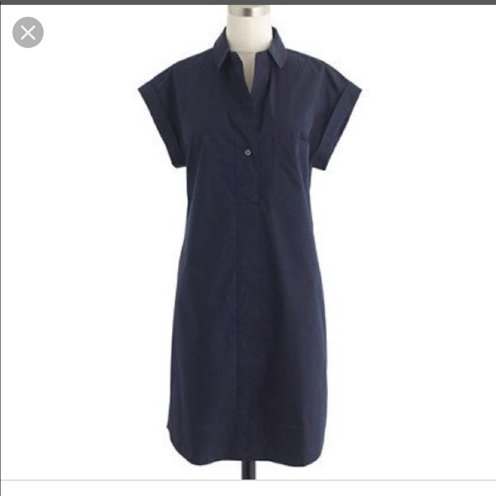 J Crew Short Sleeve Cotton Shirt Dress in Bkack